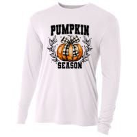 Retro Halloween Coquette Bow Pumpkin Season Cooling Performance Long Sleeve Crew