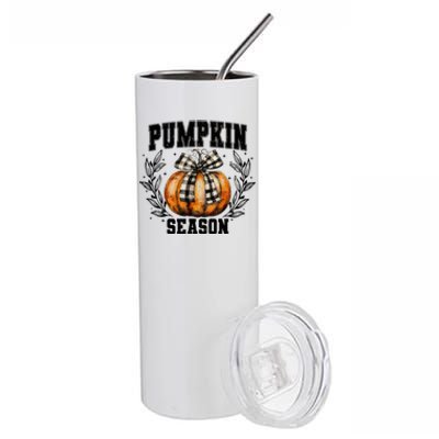 Retro Halloween Coquette Bow Pumpkin Season Stainless Steel Tumbler