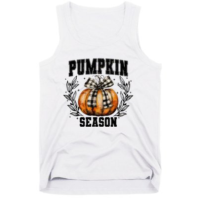 Retro Halloween Coquette Bow Pumpkin Season Tank Top