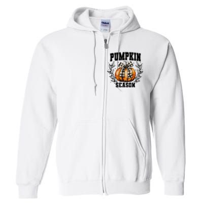 Retro Halloween Coquette Bow Pumpkin Season Full Zip Hoodie