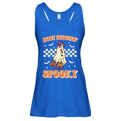 Retro Halloween Cow Ghost Western Boot Scootin Spooky Gift Ladies Essential Flowy Tank