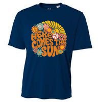 Retro Here Comes The Sun Floral Summer Family Vacation Happy Cooling Performance Crew T-Shirt