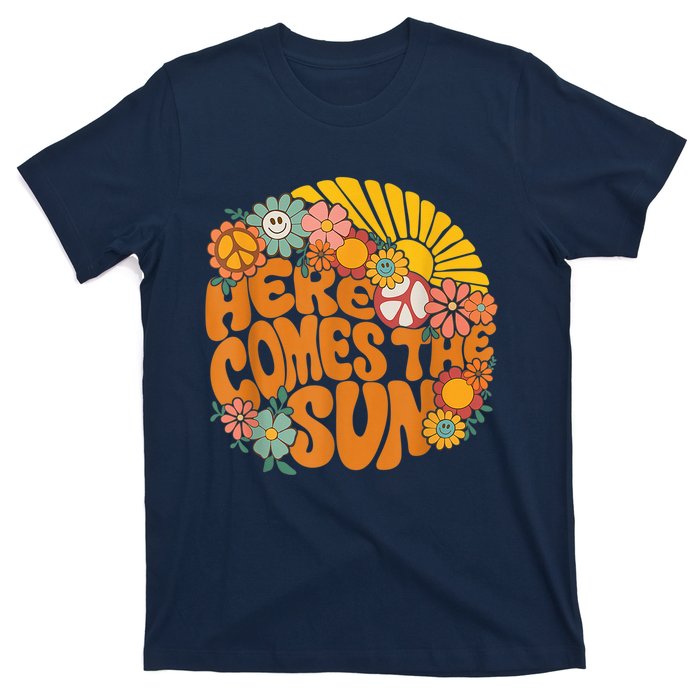 Retro Here Comes The Sun Floral Summer Family Vacation Happy T-Shirt