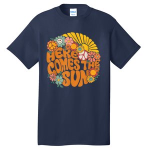 Retro Here Comes The Sun Floral Summer Family Vacation Happy Tall T-Shirt