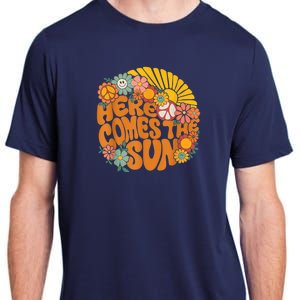 Retro Here Comes The Sun Floral Summer Family Vacation Happy Adult ChromaSoft Performance T-Shirt