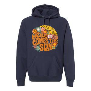 Retro Here Comes The Sun Floral Summer Family Vacation Happy Premium Hoodie