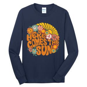 Retro Here Comes The Sun Floral Summer Family Vacation Happy Tall Long Sleeve T-Shirt