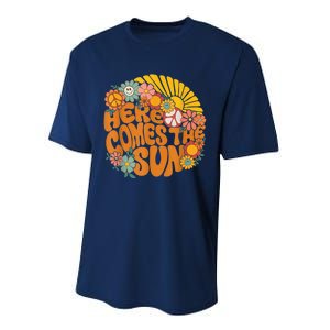 Retro Here Comes The Sun Floral Summer Family Vacation Happy Performance Sprint T-Shirt