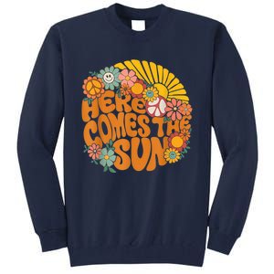 Retro Here Comes The Sun Floral Summer Family Vacation Happy Tall Sweatshirt