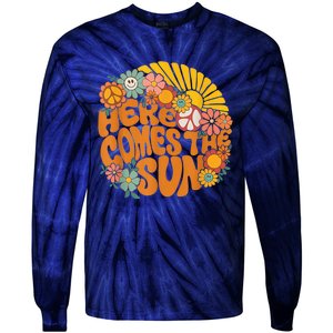 Retro Here Comes The Sun Floral Summer Family Vacation Happy Tie-Dye Long Sleeve Shirt