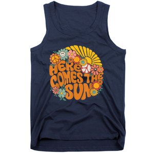 Retro Here Comes The Sun Floral Summer Family Vacation Happy Tank Top