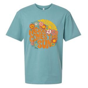 Retro Here Comes The Sun Floral Summer Family Vacation Happy Sueded Cloud Jersey T-Shirt