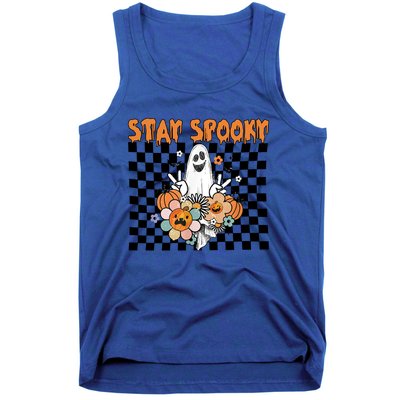 Retro Hippie Cute Ghost Stay Spooky Funny Halloween Costume Meaningful Gift Tank Top