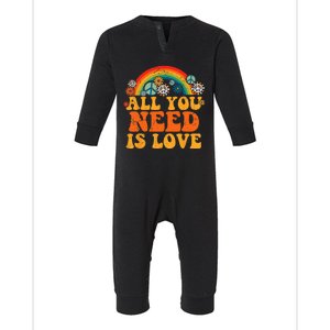 Retro Hippie Costume Peace Sign Love Tie Dye Halloween Infant Fleece One Piece