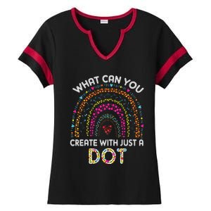 Rainbow Happy Dot Day Teacher Ladies Halftime Notch Neck Tee