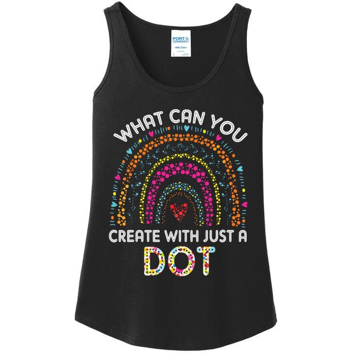 Rainbow Happy Dot Day Teacher Ladies Essential Tank