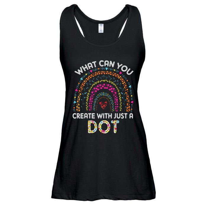 Rainbow Happy Dot Day Teacher Ladies Essential Flowy Tank