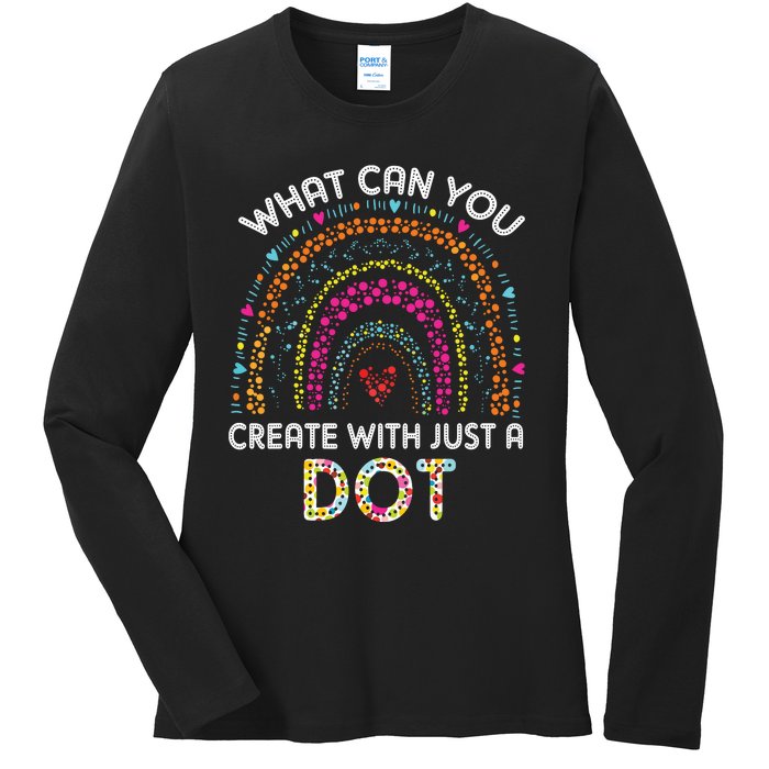 Rainbow Happy Dot Day Teacher Ladies Long Sleeve Shirt