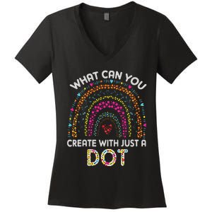 Rainbow Happy Dot Day Teacher Women's V-Neck T-Shirt