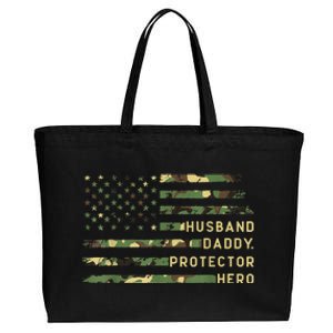 Retro Husband Daddy Protector Hero Fathers Day For Dad Cotton Canvas Jumbo Tote