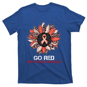 Red Heart Disease Awareness Month Ribbon Sunflower Gift T-Shirt