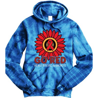 Red Heart Disease Awareness Month Ribbon Sunflower Gift Tie Dye Hoodie