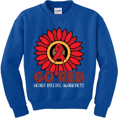 Red Heart Disease Awareness Month Ribbon Sunflower Gift Kids Sweatshirt