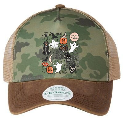 Retro Halloween Doodles Graphic Vintage Style Legacy Tie Dye Trucker Hat