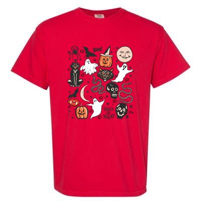 Retro Halloween Doodles Graphic Vintage Style Garment-Dyed Heavyweight T-Shirt