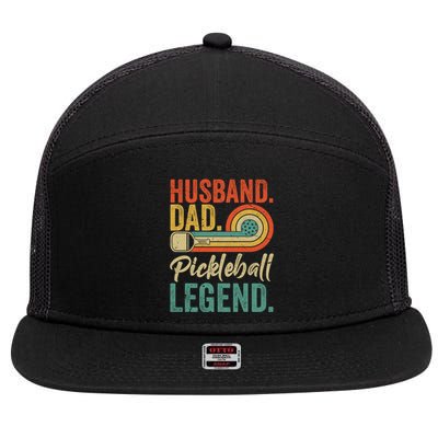 Retro Husband Dad Pickleball Legend Daddy Fathers Day Great Gift 7 Panel Mesh Trucker Snapback Hat