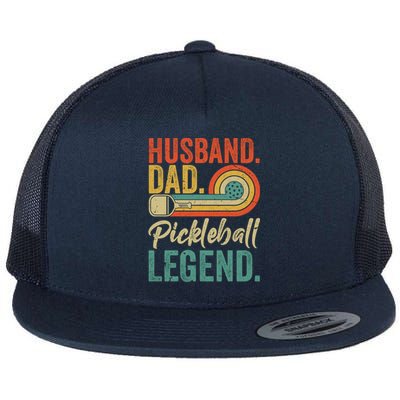 Retro Husband Dad Pickleball Legend Daddy Fathers Day Great Gift Flat Bill Trucker Hat