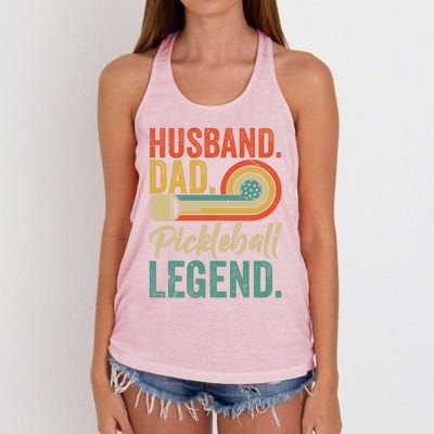 Retro Husband Dad Pickleball Legend Daddy Fathers Day Great Gift Women's Knotted Racerback Tank