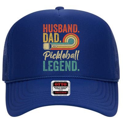 Retro Husband Dad Pickleball Legend Daddy Fathers Day Great Gift High Crown Mesh Back Trucker Hat