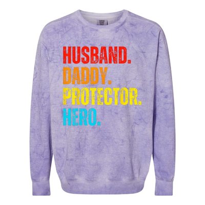 Retro husband daddy protector hero fathers day for dad Colorblast Crewneck Sweatshirt