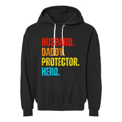 Retro husband daddy protector hero fathers day for dad Garment-Dyed Fleece Hoodie