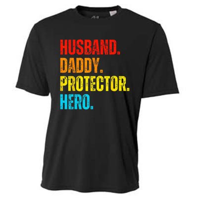 Retro husband daddy protector hero fathers day for dad Cooling Performance Crew T-Shirt