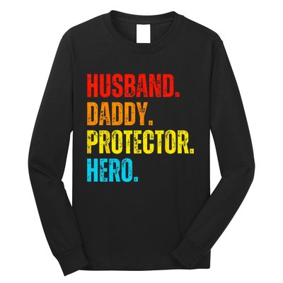 Retro husband daddy protector hero fathers day for dad Long Sleeve Shirt