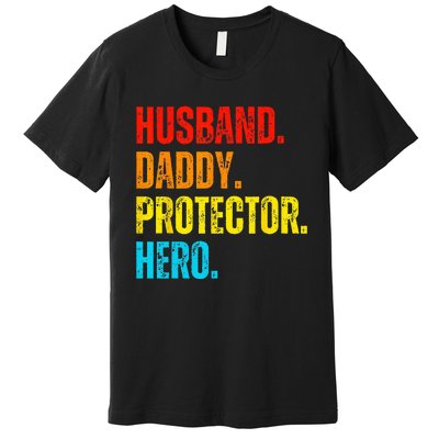 Retro husband daddy protector hero fathers day for dad Premium T-Shirt