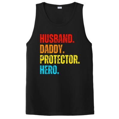 Retro husband daddy protector hero fathers day for dad PosiCharge Competitor Tank