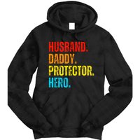 Retro husband daddy protector hero fathers day for dad Tie Dye Hoodie