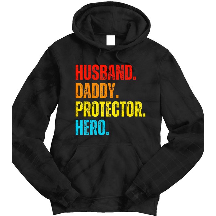 Retro husband daddy protector hero fathers day for dad Tie Dye Hoodie