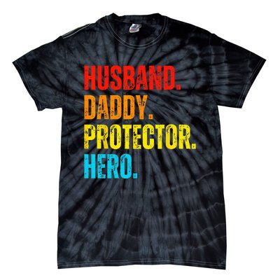 Retro husband daddy protector hero fathers day for dad Tie-Dye T-Shirt