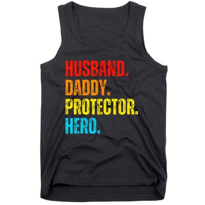 Retro husband daddy protector hero fathers day for dad Tank Top