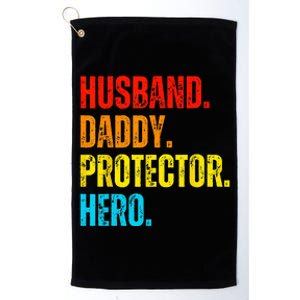 Retro husband daddy protector hero fathers day for dad Platinum Collection Golf Towel