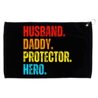 Retro husband daddy protector hero fathers day for dad Grommeted Golf Towel