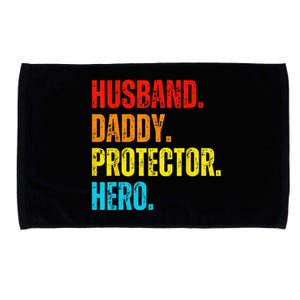 Retro husband daddy protector hero fathers day for dad Microfiber Hand Towel