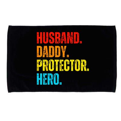 Retro husband daddy protector hero fathers day for dad Microfiber Hand Towel