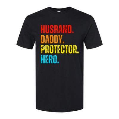 Retro husband daddy protector hero fathers day for dad Softstyle CVC T-Shirt