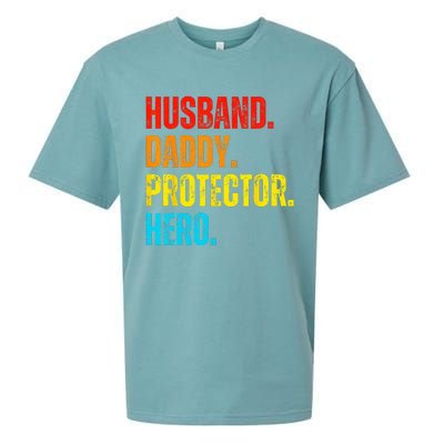 Retro husband daddy protector hero fathers day for dad Sueded Cloud Jersey T-Shirt