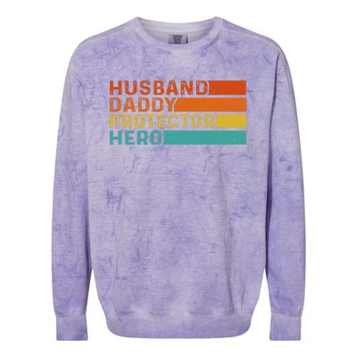 retro husband daddy protector hero fathers day for dad Colorblast Crewneck Sweatshirt